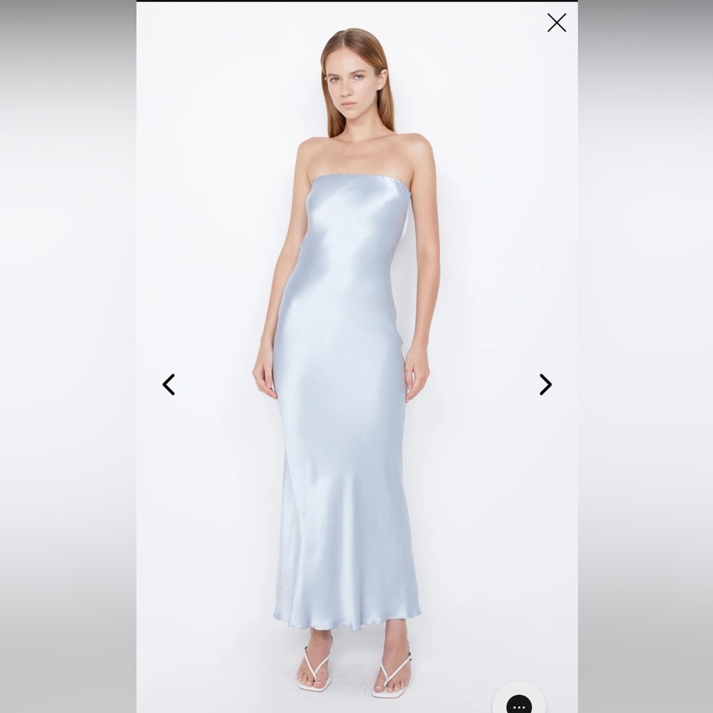 Bec & Bridge Moon Dance Strapless Dress, color Dusty Blue, size 8